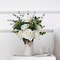 Artificial Rose Flower Arrangement in White Ceramic Vase with Heart Charm Décor, 16" Artificial Flowers with Eucalyptus Stems and Greenery, Rustic Farmhouse Table Centerpiece for Home, Kitchen, Office 14"H x 9’’W